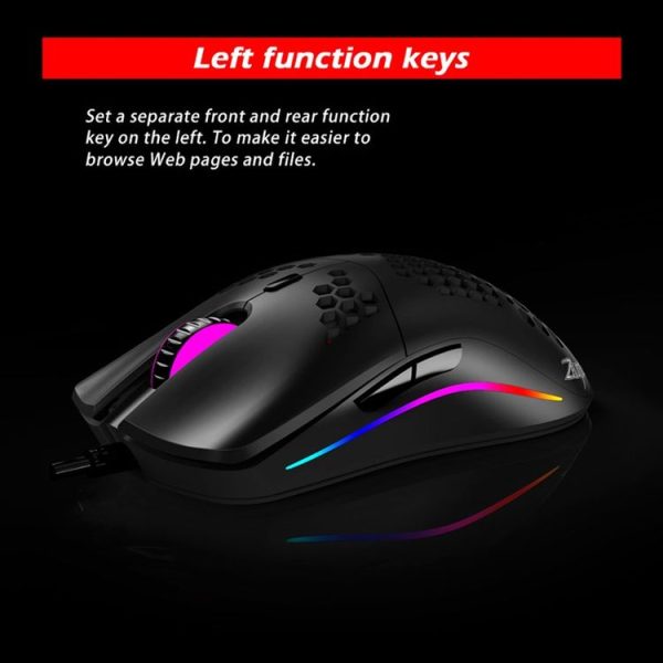 ZELOTES C7 7-buttons RGB Lighting Hollow Computer Office Wired Mouse (Black) - Image 5