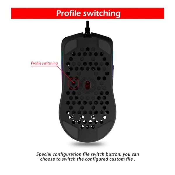 ZELOTES C7 7-buttons RGB Lighting Hollow Computer Office Wired Mouse (Black) - Image 6