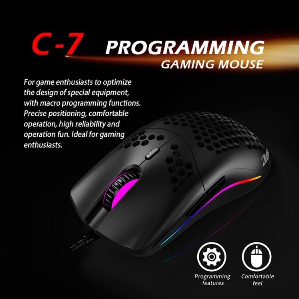 ZELOTES C7 7-buttons RGB Lighting Hollow Computer Office Wired Mouse (Black) - Image 7