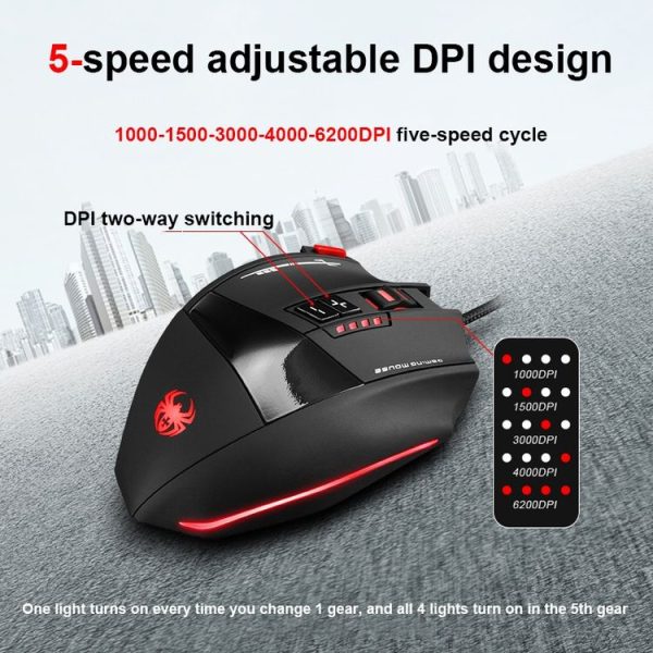 ZELOTES C19 12-Keys Ergonomic Programming Custom Wired Mouse (Black) - Image 5