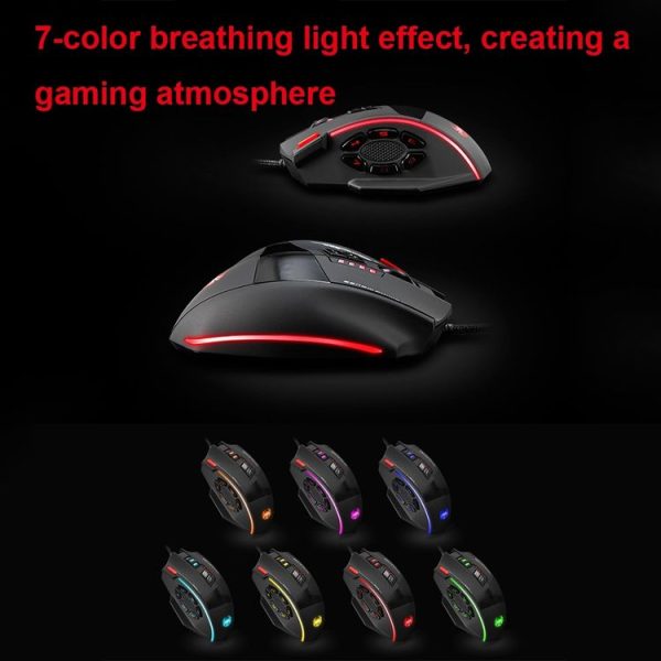 ZELOTES C19 12-Keys Ergonomic Programming Custom Wired Mouse (Black) - Image 6