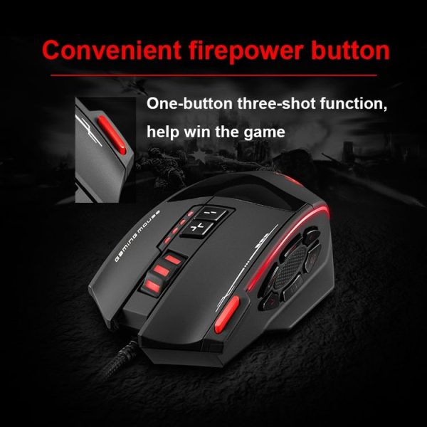 ZELOTES C19 12-Keys Ergonomic Programming Custom Wired Mouse (Black) - Image 9