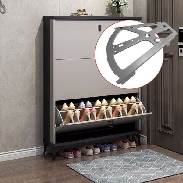 1pair Concealed Shoe Rack Cold Rolled Steel Flap Mounting Fittings, Style: Single Layer Black - Image 10