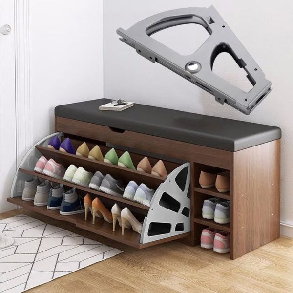 1pair Concealed Shoe Rack Cold Rolled Steel Flap Mounting Fittings, Style: Single Layer Black - Image 3