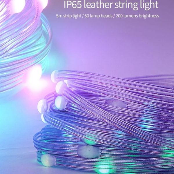 5m RGB Camping String Lights LED Ambient Night Light Smart APP Control Portable Outdoor Tent Decorative Lamp (White) - Image 12
