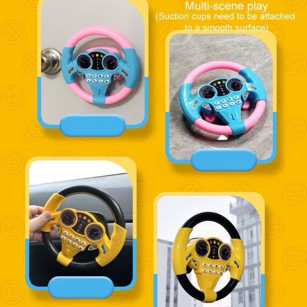 Children Car Copilot Steering Wheel Toy Simulation 360 Rotating Steering Wheel Racing Car Driving Vocal Toy (Yellow) - Image 12