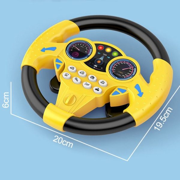 Children Car Copilot Steering Wheel Toy Simulation 360 Rotating Steering Wheel Racing Car Driving Vocal Toy (Yellow) - Image 3