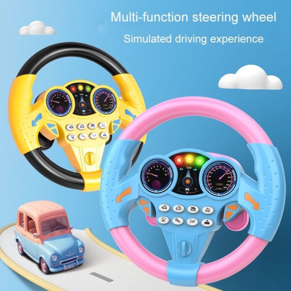 Children Car Copilot Steering Wheel Toy Simulation 360 Rotating Steering Wheel Racing Car Driving Vocal Toy (Yellow) - Image 4