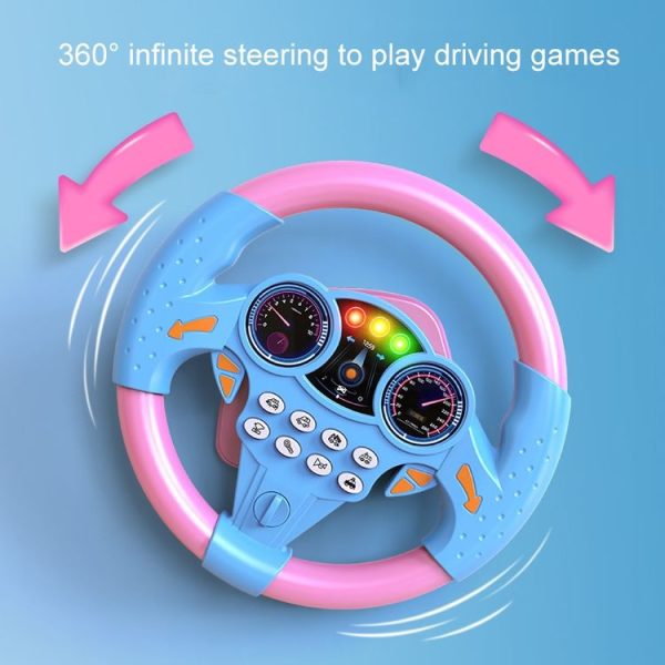 Children Car Copilot Steering Wheel Toy Simulation 360 Rotating Steering Wheel Racing Car Driving Vocal Toy (Yellow) - Image 5