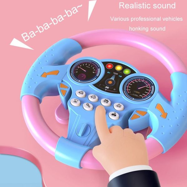 Children Car Copilot Steering Wheel Toy Simulation 360 Rotating Steering Wheel Racing Car Driving Vocal Toy (Yellow) - Image 7
