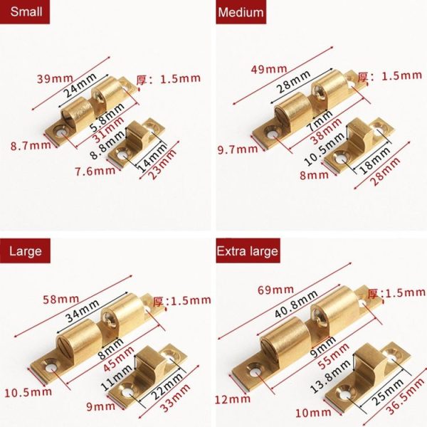 2pcs Cabinet Magnetic Spring Buckle Ball Door Sucker, Style: Small Gold - Image 3