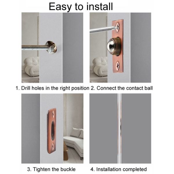 Household Stainless Steel And Copper Door Bumbler Lock, Color: Black - Image 10