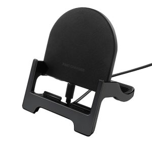 15W Desktop Vertical Cell Phone Wireless Charging Stand (Black)