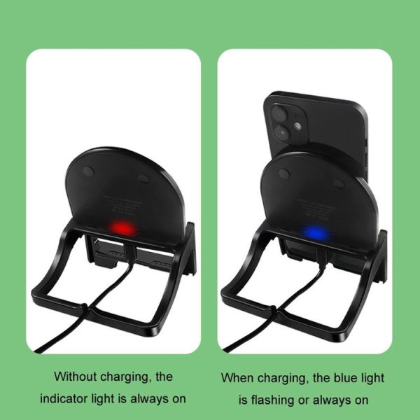 15W Desktop Vertical Cell Phone Wireless Charging Stand (Black) - Image 7