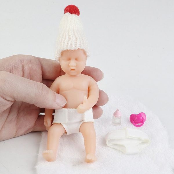Small Cute Reborn Doll Faux Newborn Baby Soft Silicone Birthday Christmas Gift Doll Toy, Style: Hooded Doll 1 (146g)