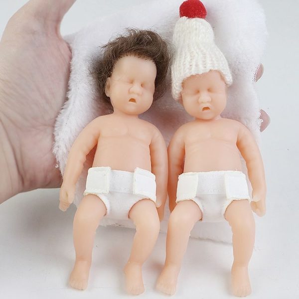 Small Cute Reborn Doll Faux Newborn Baby Soft Silicone Birthday Christmas Gift Doll Toy, Style: Hooded Doll 1 (146g) - Image 2