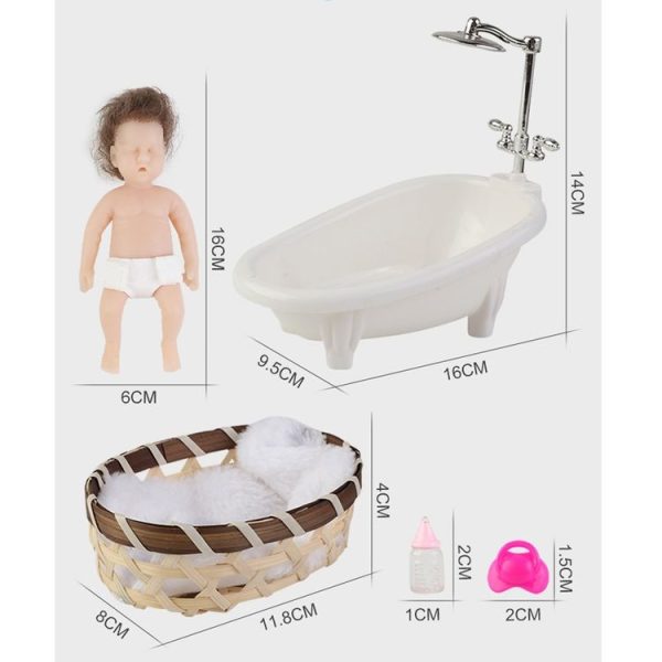 Small Cute Reborn Doll Faux Newborn Baby Soft Silicone Birthday Christmas Gift Doll Toy, Style: Hooded Doll 1 (146g) - Image 3