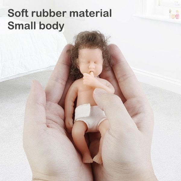 Small Cute Reborn Doll Faux Newborn Baby Soft Silicone Birthday Christmas Gift Doll Toy, Style: Hooded Doll 1 (146g) - Image 4