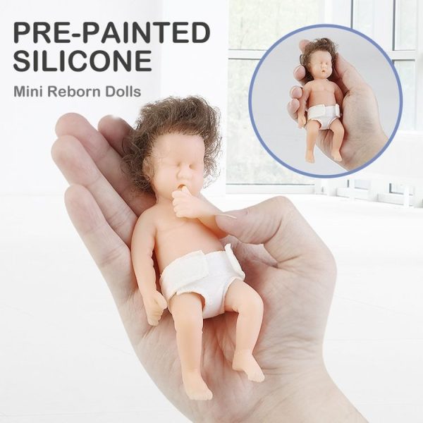 Small Cute Reborn Doll Faux Newborn Baby Soft Silicone Birthday Christmas Gift Doll Toy, Style: Hooded Doll 1 (146g) - Image 5