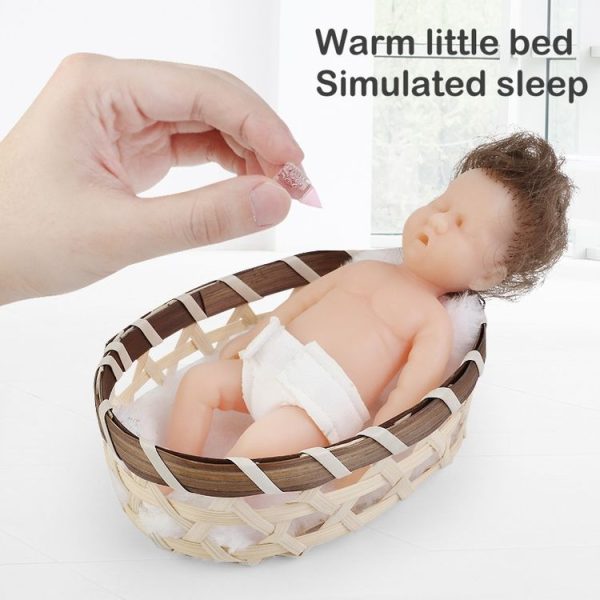 Small Cute Reborn Doll Faux Newborn Baby Soft Silicone Birthday Christmas Gift Doll Toy, Style: Hooded Doll 1 (146g) - Image 7