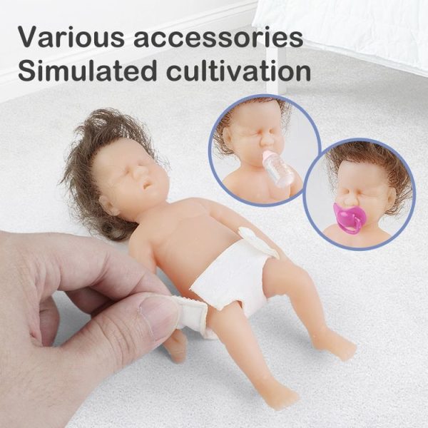 Small Cute Reborn Doll Faux Newborn Baby Soft Silicone Birthday Christmas Gift Doll Toy, Style: Hooded Doll 1 (146g) - Image 8