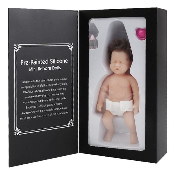Small Cute Reborn Doll Faux Newborn Baby Soft Silicone Birthday Christmas Gift Doll Toy, Style: Hooded Doll 1 (146g) - Image 9