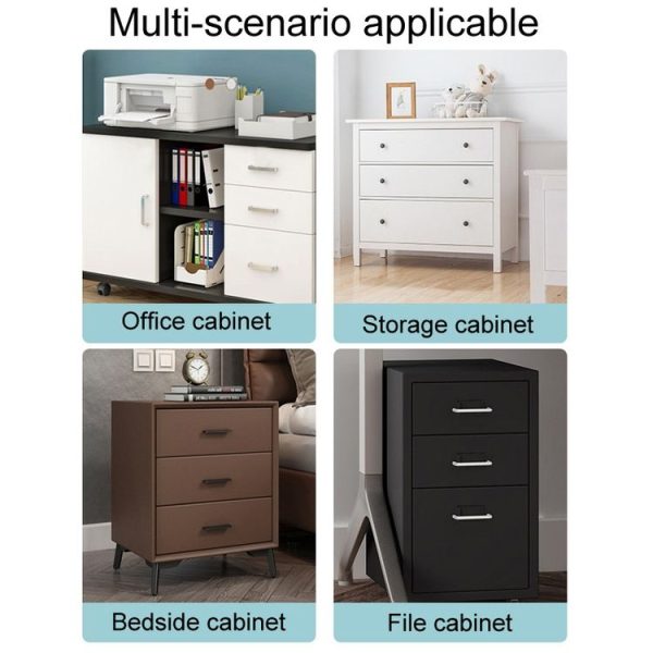 Home Office Desk Drawer Triple Connect File Cabinet Lock, Style: Front Black - Image 8