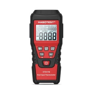 HABOTEST HT617B Digital Dual Channel Thermocouple Thermometer (Black Red)
