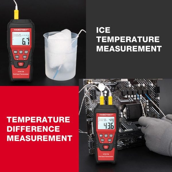 HABOTEST HT617B Digital Dual Channel Thermocouple Thermometer (Black Red) - Image 8