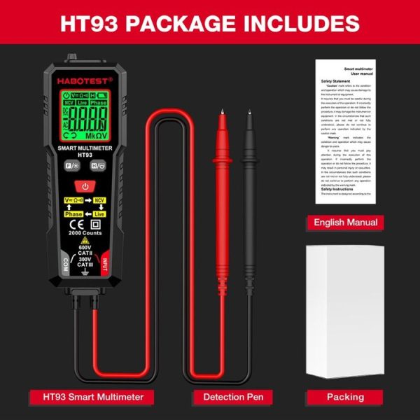 HABOTEST HT93 Phase Sequence Detection Intelligent Anti-Burn-In Fully Automatic Multimeter (Black) - Image 14