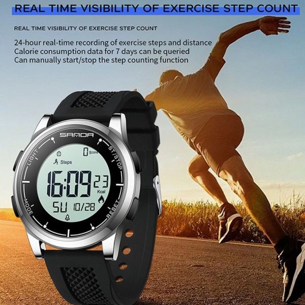 SANDA Student Sports Watch Calorie Counting Electronic Watch Sleep Monitoring Smart Watch (Black) - Image 3