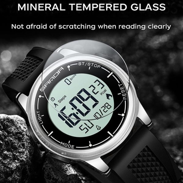 SANDA Student Sports Watch Calorie Counting Electronic Watch Sleep Monitoring Smart Watch (Black) - Image 8