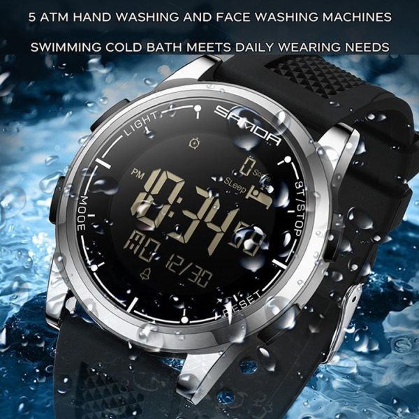 SANDA Student Sports Watch Calorie Counting Electronic Watch Sleep Monitoring Smart Watch (Black) - Image 9
