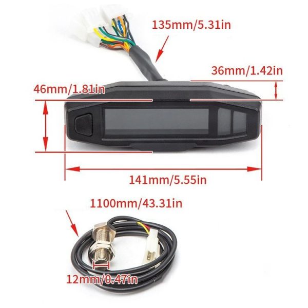 Motorcycle HD LCD Fuel Level Speed Electronic Instrument - Image 3