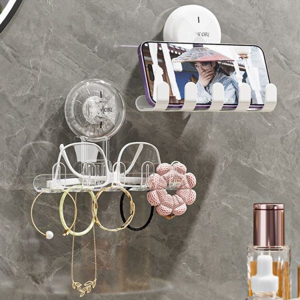 Multifunctional Household Suction Cup Hook Storage Rack Traceless Adhesive Hook (Transparent) - Image 10