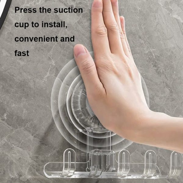 Multifunctional Household Suction Cup Hook Storage Rack Traceless Adhesive Hook (Transparent) - Image 4