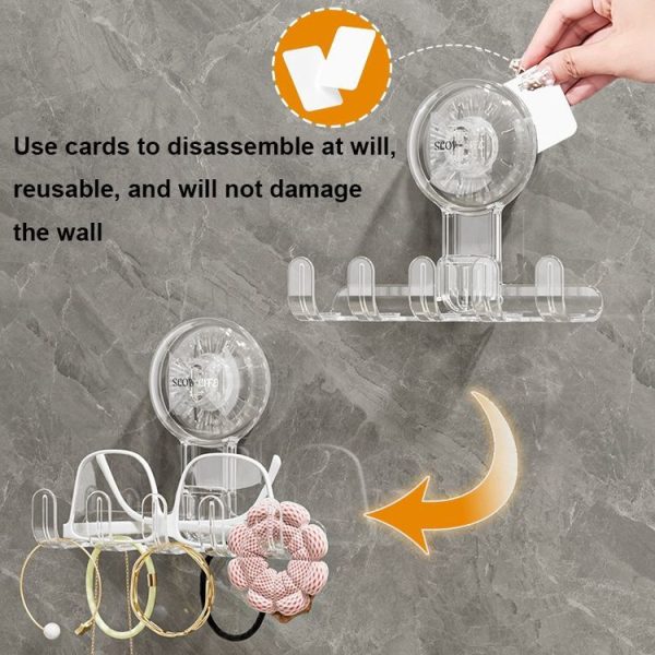 Multifunctional Household Suction Cup Hook Storage Rack Traceless Adhesive Hook (Transparent) - Image 5