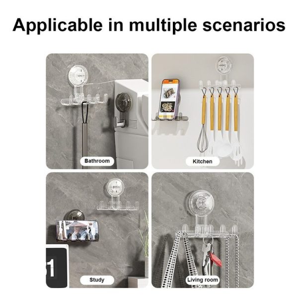 Multifunctional Household Suction Cup Hook Storage Rack Traceless Adhesive Hook (Transparent) - Image 8