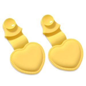 2pcs Heart-shaped Heat Insulation Anti-scalding Gloves Silicone Non-slip Bowl and Plate Clamp (Yellow)