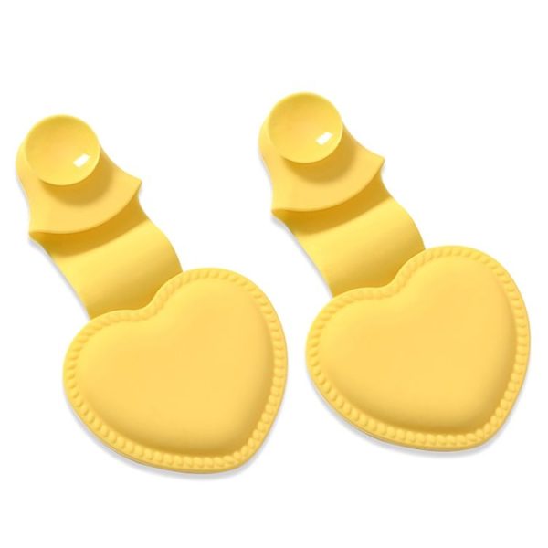 2pcs Heart-shaped Heat Insulation Anti-scalding Gloves Silicone Non-slip Bowl and Plate Clamp (Yellow)