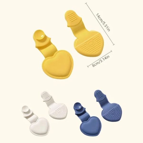 2pcs Heart-shaped Heat Insulation Anti-scalding Gloves Silicone Non-slip Bowl and Plate Clamp (Yellow) - Image 2