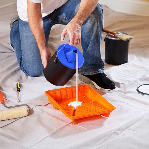 17cm TPR Foldable One Gallon Drip-proof Paint Bucket Lid (Blue) - Image 6
