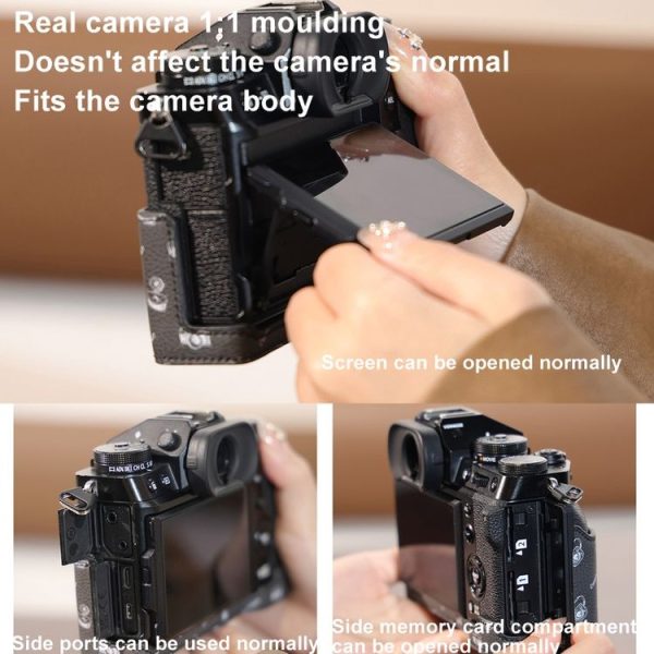 FUJIFILM X-T5 Cwatcun D161 Vintage Camera Stand Camera Protective Leather Case (Black) - Image 5