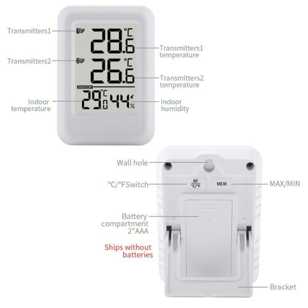 TS-FT0402 2-In-1 Home Wireless Digital Thermometer Wall-Mounted Greenhouse Thermometer (White) - Image 3