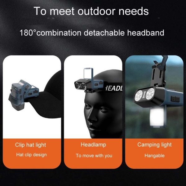 Head-Mounted LED Outdoor Sensor Long Range Fishing Work Headlamp, Style: Black Standard - Image 10