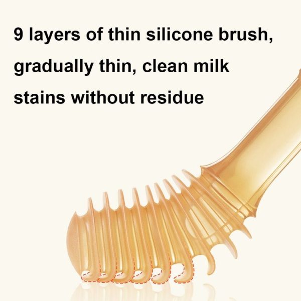 Food-grade Silicone Baby Milk Toothbrush + Tongue Brush Children Oral Cleaning Brush, Color: Beige - Image 3