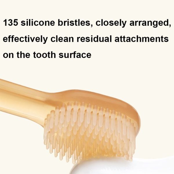 Food-grade Silicone Baby Milk Toothbrush + Tongue Brush Children Oral Cleaning Brush, Color: Beige - Image 4