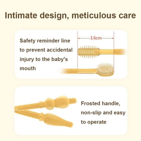 Food-grade Silicone Baby Milk Toothbrush + Tongue Brush Children Oral Cleaning Brush, Color: Beige - Image 5