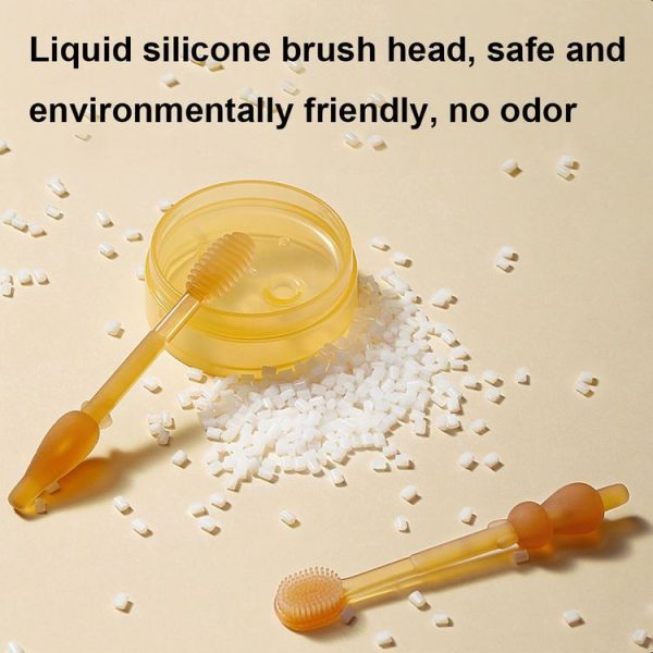 Food-grade Silicone Baby Milk Toothbrush + Tongue Brush Children Oral Cleaning Brush, Color: Beige - Image 6