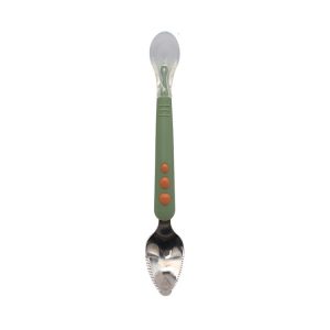 Multi-function Double-head Baby Food Spoon Baby Tableware Fruit Scraper Spoon (Green)